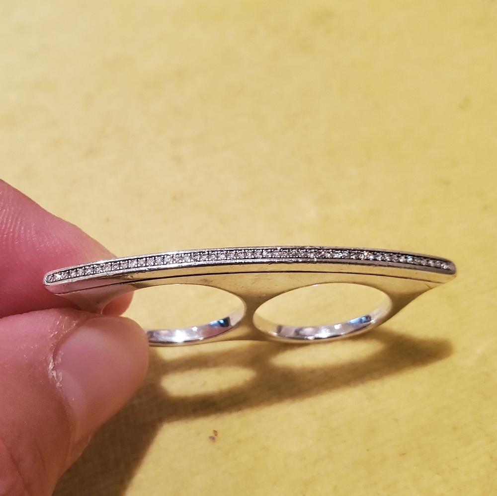 Ippolita Two Finger Silver and Diamond Ring